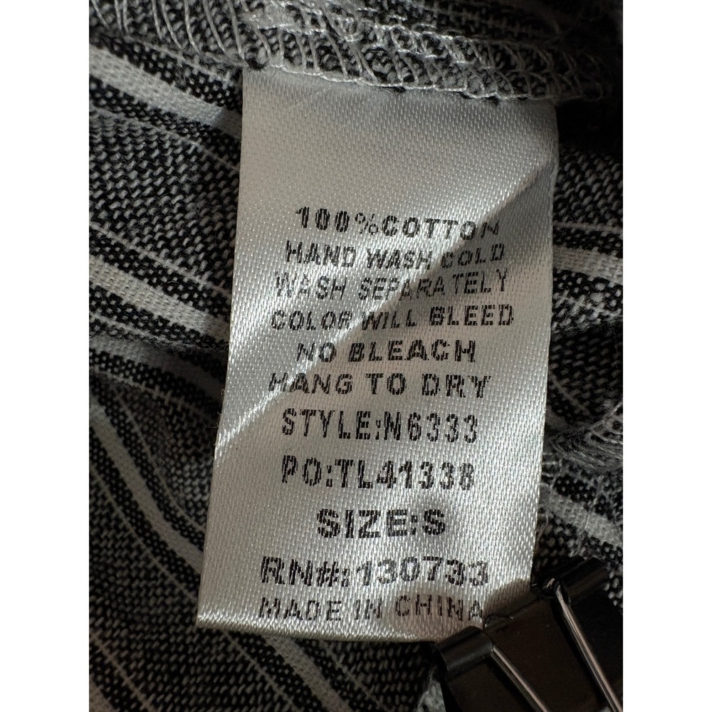 Umgee Grey Striped Off Shoulder Wide Leg Jumpsuit S Pocket Belted Ruffle Coastal - Picture 11 of 12